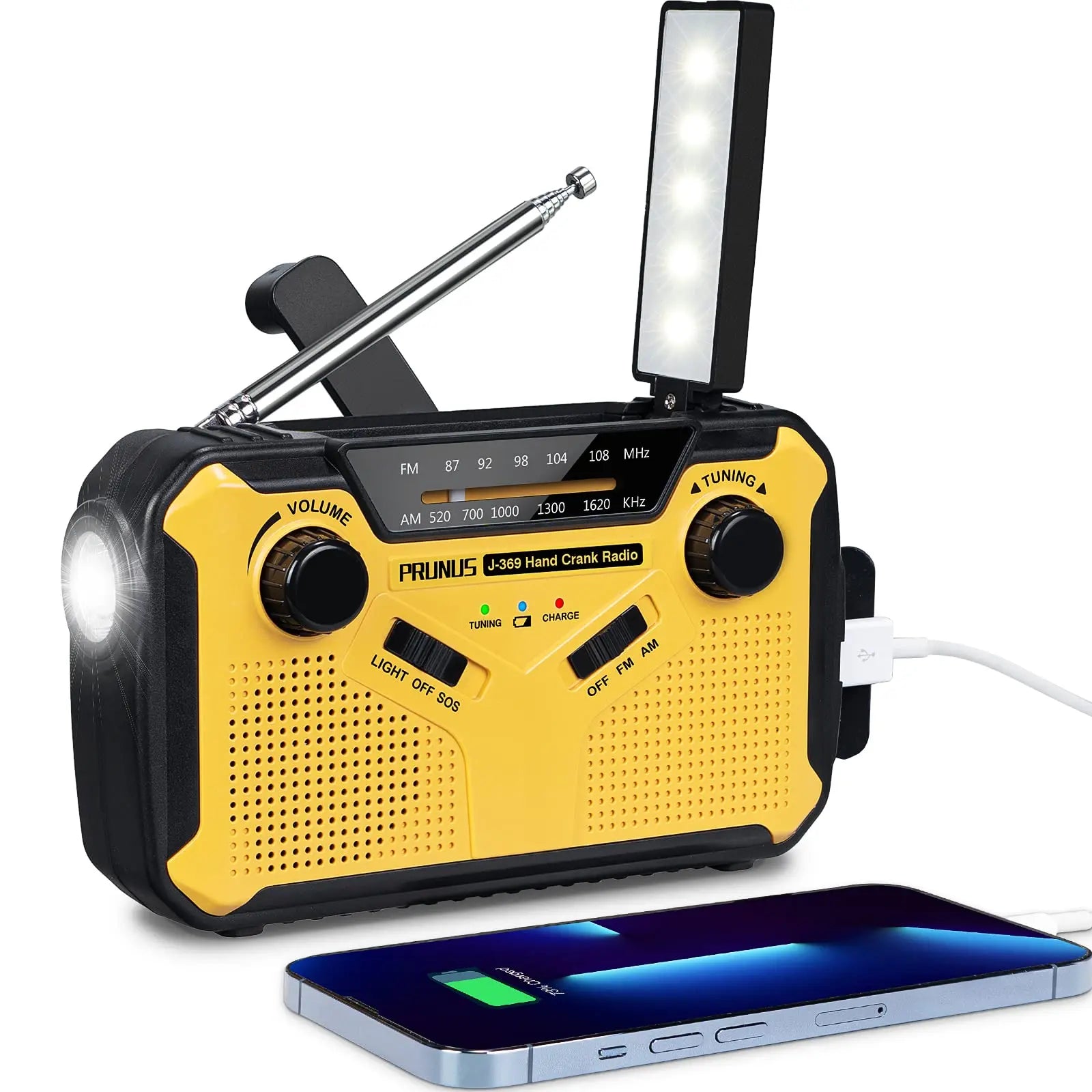 3000Mah Portable Emergency Solar Power Hand Crank Charging AM/FM Weather Radio Led Flashlight Bank Phone Charger