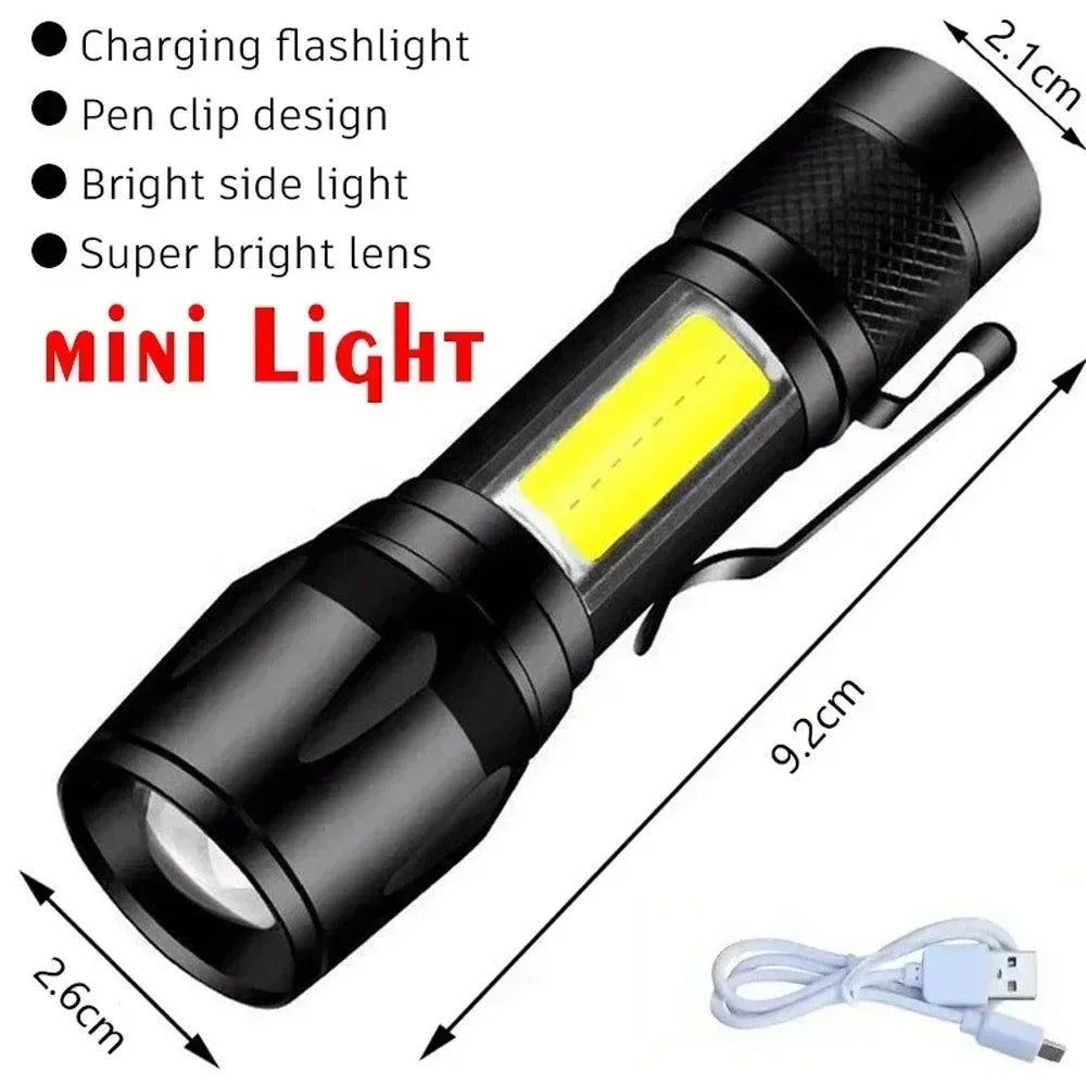 High Power Led Flashlights Tactical with Display Light USB Charging