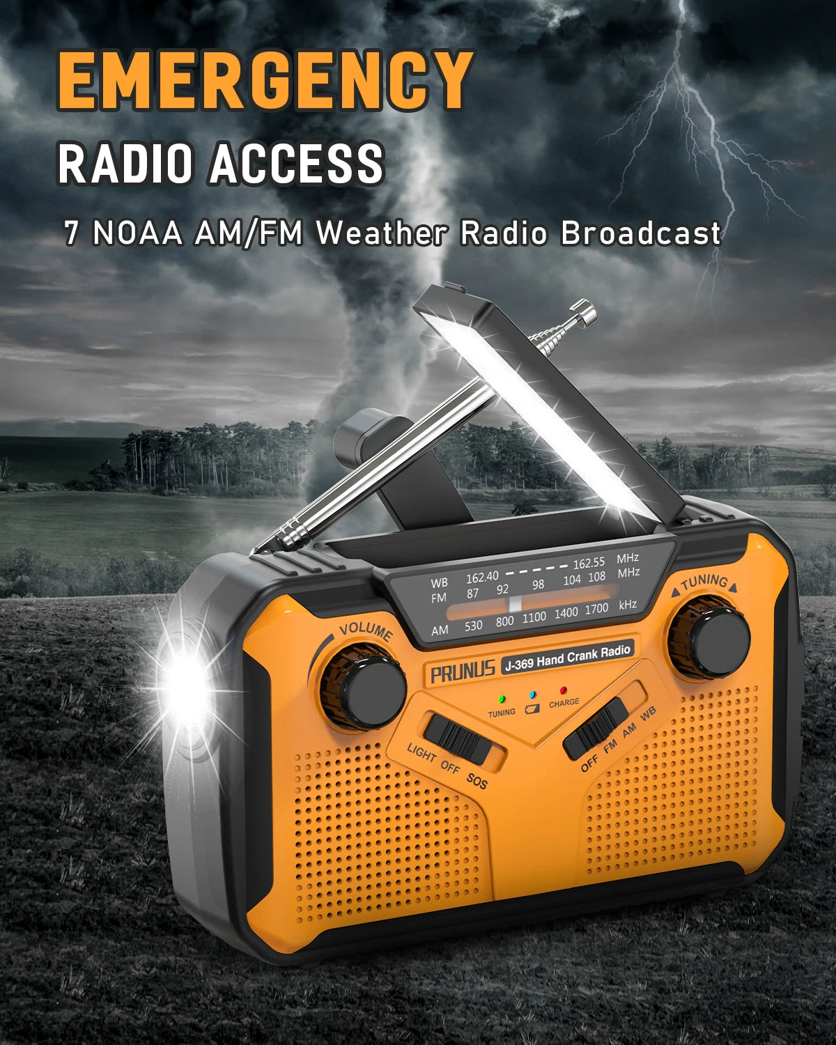 3000Mah Portable Emergency Solar Power Hand Crank Charging AM/FM Weather Radio Led Flashlight Bank Phone Charger