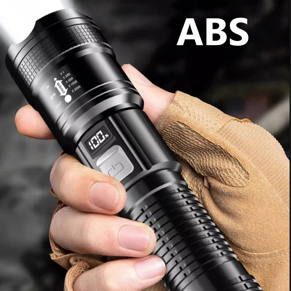 High Power Led Flashlights Tactical with Display Light USB Charging