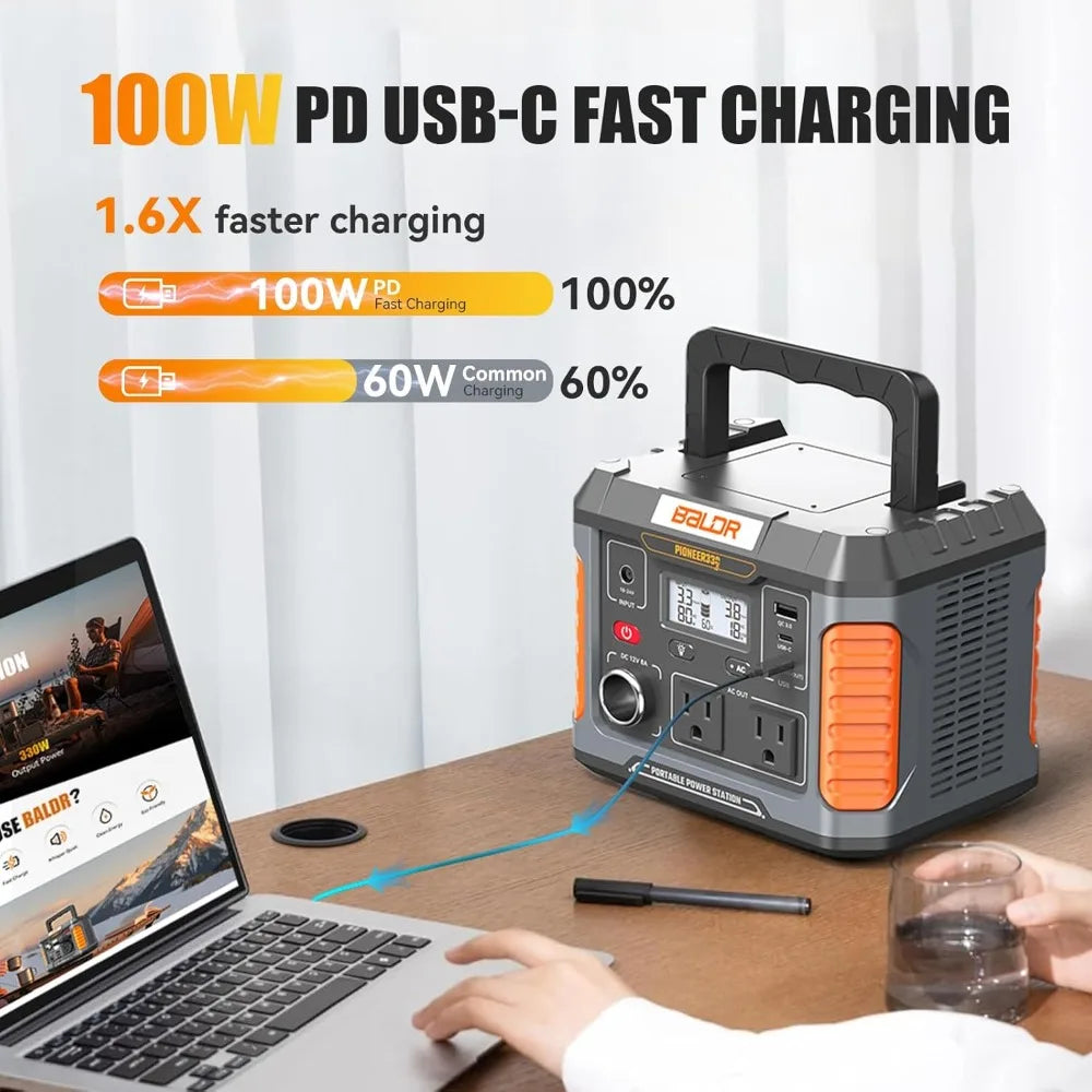 US Shipping 330W 660W Peak Portable Power Station 288Wh Solar Generator Power Bank 120V Pure Sine Wave AC Outlet 78000Mah